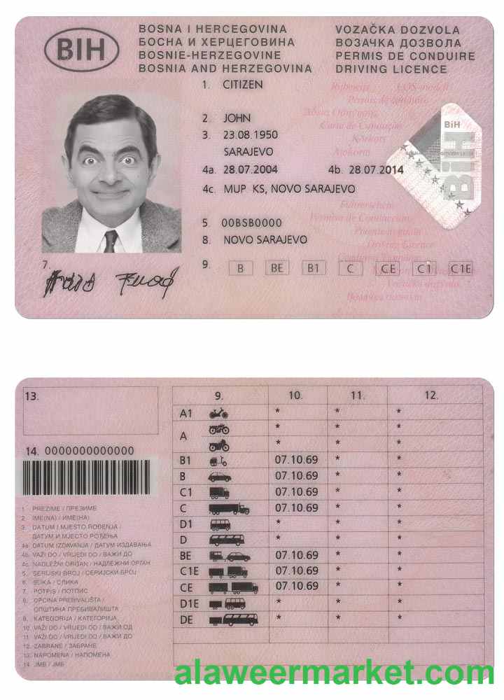 BOSNIA AND HERZEGOVINA driving license